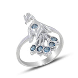925 Silver Garnet Peacock Ring