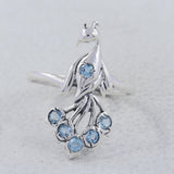 925 Silver Garnet Peacock Ring