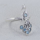 925 Silver Garnet Peacock Ring
