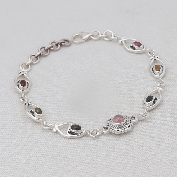 Multicolour Tourmaline Silver Bracelets