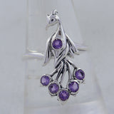 925 Silver Garnet Peacock Ring