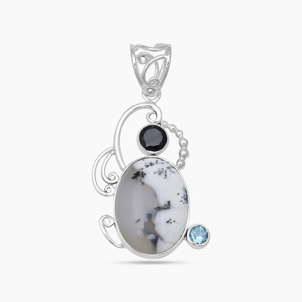925 Silver Dendritic Opal Pendants