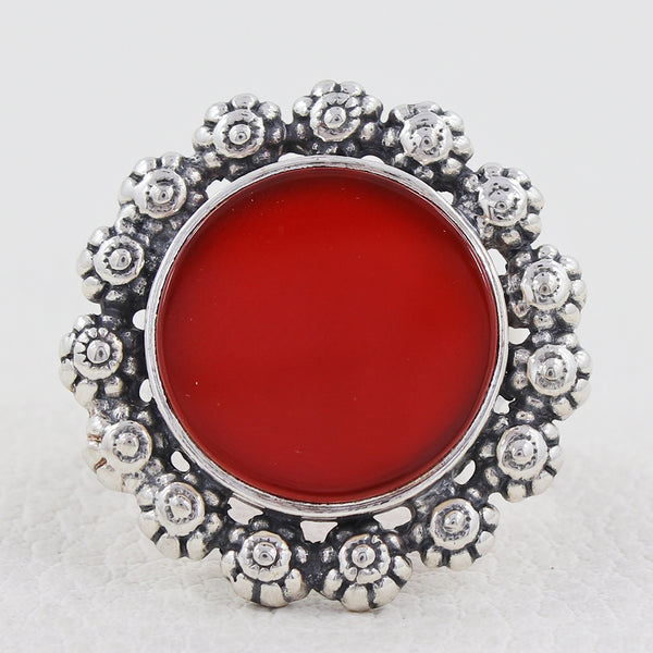 925 Sterling Silver Red Onyx Rings