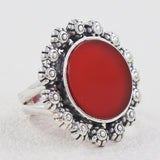 925 Sterling Silver Red Onyx Rings