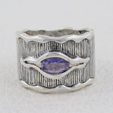 925 Sterling Silver Natural Amethyst Vintage Band Ring
