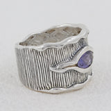925 Sterling Silver Natural Amethyst Vintage Band Ring