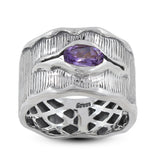 925 Sterling Silver Natural Amethyst Vintage Band Ring