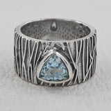 Blue Topaz Sterling 925 Silver Vintage Band Ring