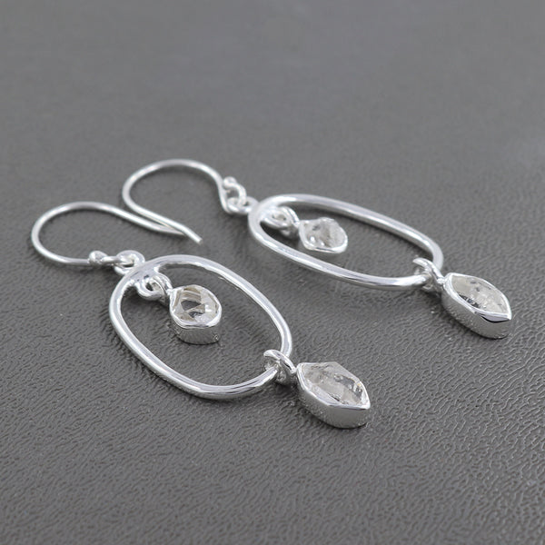 925 Silver Herkimer Quartz Earrings
