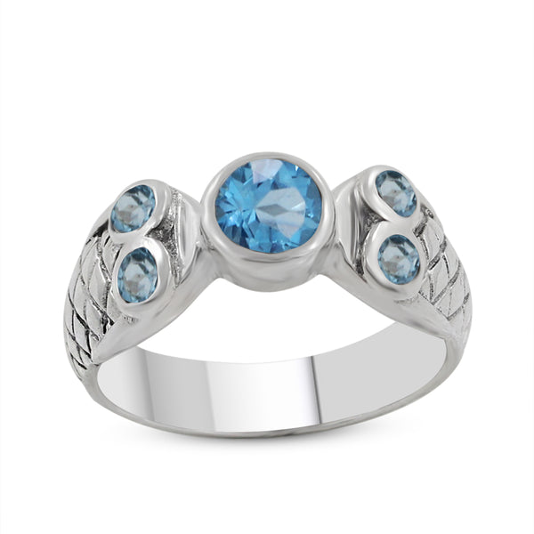 Blue Topaz Gemstone 925 Sterling Silver Engagement Ring