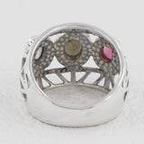 Natural Multi Tourmaline Ring in Solid Sterling 925 Silver