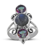 Rainbow Moonstone Silver Ring