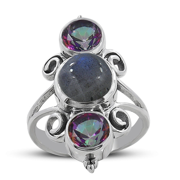 Rainbow Moonstone Silver Ring
