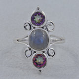 Rainbow Moonstone Silver Ring