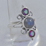Rainbow Moonstone Silver Ring