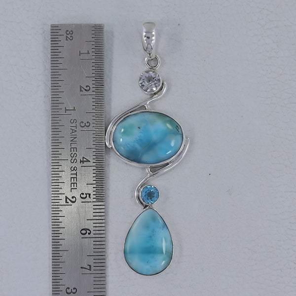 925 Sterling Silver Blue Larimar Pendants