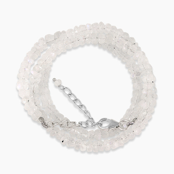 Natural Rainbow Moonstone Rondelle Beads Necklace