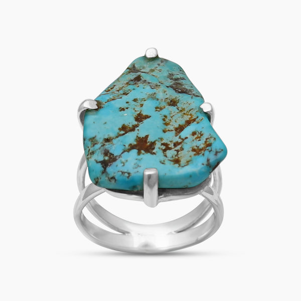 Arizona Turquoise Prong Set Silver Rings