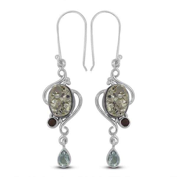 Natural Pyrite Druzy Silver Pendant Jewelry Set
