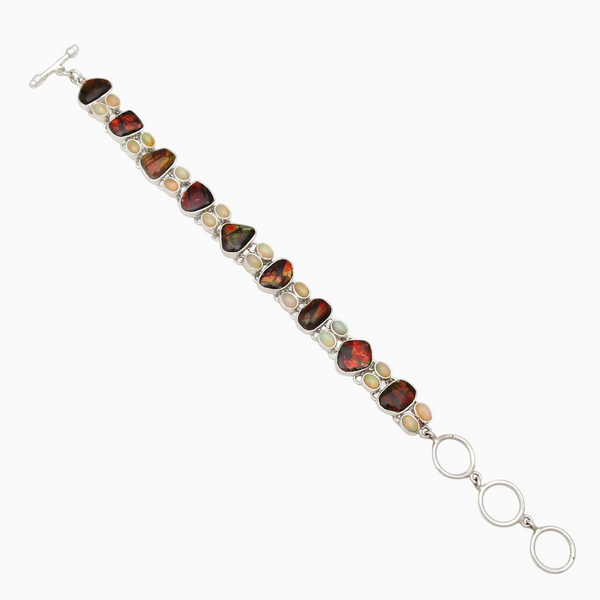 Ethiopian Opal & Ammolite Silver Bracelets