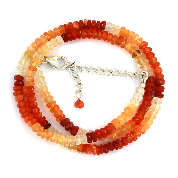 Multi Color Moonstone Beads Solid Silver Necklace!