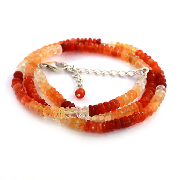 Multi Color Moonstone Beads Solid Silver Necklace!