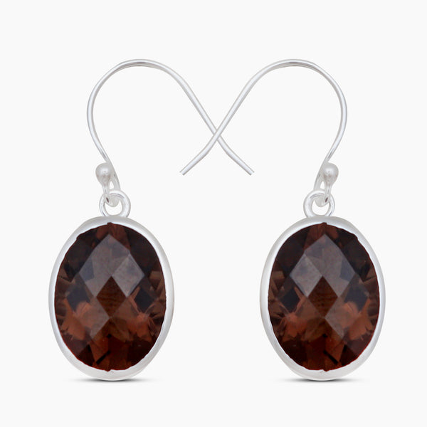 Smoky Quartz Silver Earrings