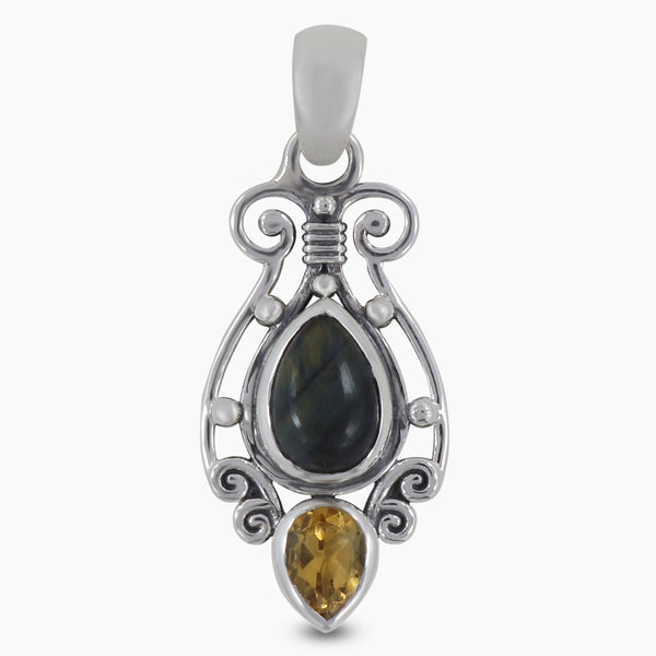 Tiger Eye & Citrine Silver Pendants