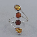 925 Silver Citrine & Garnet Ring