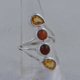 925 Silver Citrine & Garnet Ring