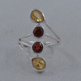 925 Silver Citrine & Garnet Ring