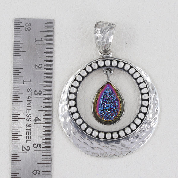 925 Sterling Silver Titanium Druzy Pendants