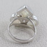 Natural Rainbow Moonstone Sterling Silver Ring