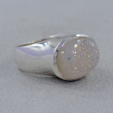 925 Silver Titanium Druse Unisex Ring