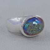 925 Silver Titanium Druse Unisex Ring