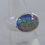 925 Silver Titanium Druse Unisex Ring