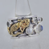 Rainbow Moonstone Two Tone Mermaid Ring