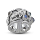 Rainbow Moonstone Two Tone Mermaid Ring