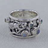Rainbow Moonstone Two Tone Mermaid Ring