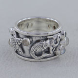 Rainbow Moonstone Two Tone Mermaid Ring