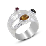 Rainbow Moonstone Silver Ring