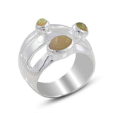 Rainbow Moonstone Silver Ring