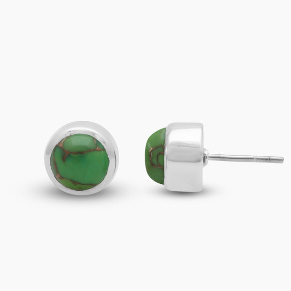 Green Turquoise Silver Stud Earrings