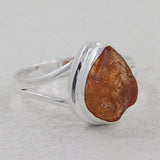 Raw Garnet Silver Ring