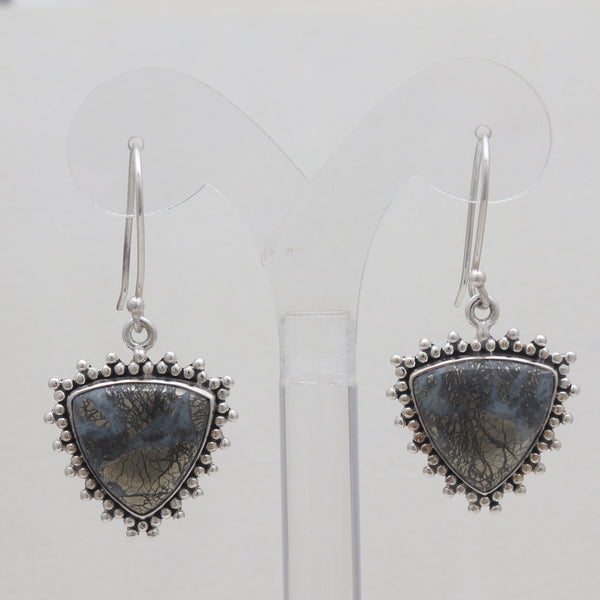 Pyrite With Chalcedony Silver Earrings