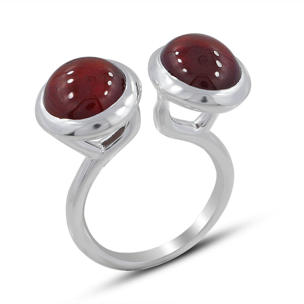 925 Silver Hessonite Adjustable Ring