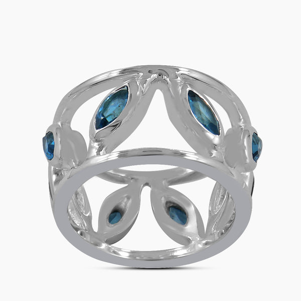 925 Silver Blue Topaz Band Rings