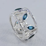 925 Silver Blue Topaz Band Ring