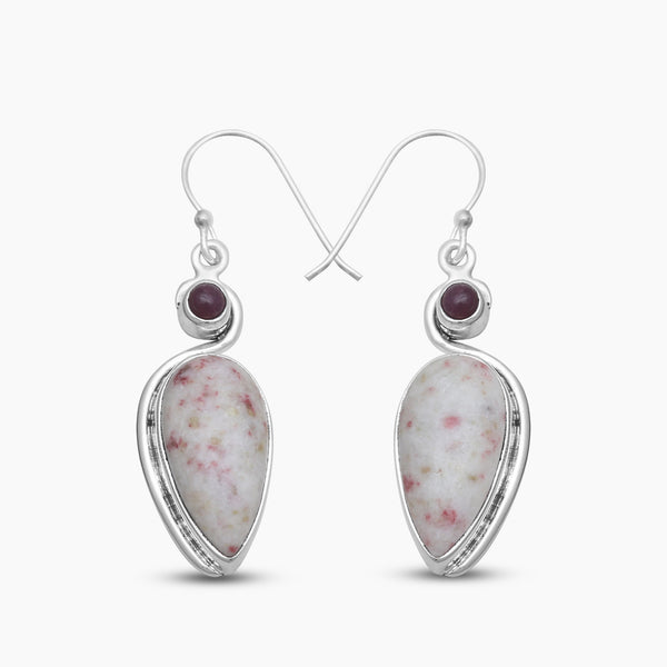 Thulite Silver Earrings