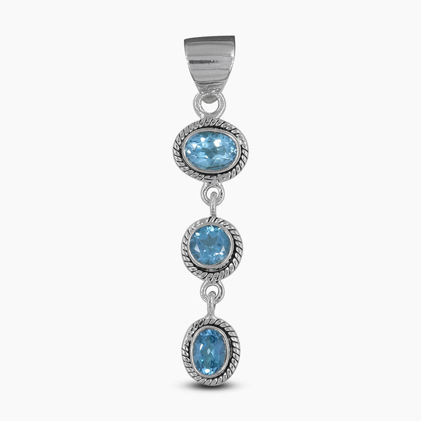 925 Sterling Silver Blue Topaz Pendants